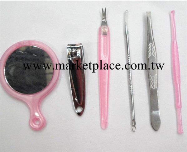 六件套美容工具 美妝工具 帶鏡子粉刺針去死皮刀指甲剪耳勺眉夾工廠,批發,進口,代購