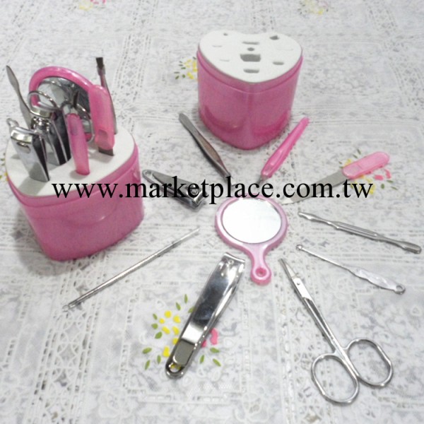 愛心套裝工具 透明殼美容10件套化妝工具套裝包 美甲工具套裝批發工廠,批發,進口,代購