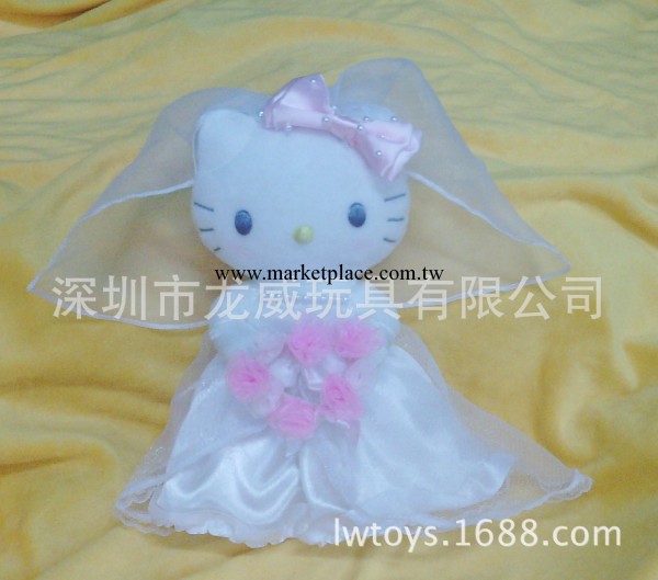 專業生產定制 可愛短毛絨 婚紗HELLO KITTY公仔 KT毛絨玩具工廠,批發,進口,代購