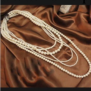 珍珠項鏈韓版時尚韓國歐美復古飾品 多層長款項鏈毛衣鏈女工廠,批發,進口,代購