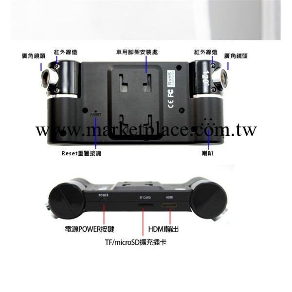 行車記錄機 F20 雙鏡頭 高清夜視 重力感應批發・進口・工廠・代買・代購