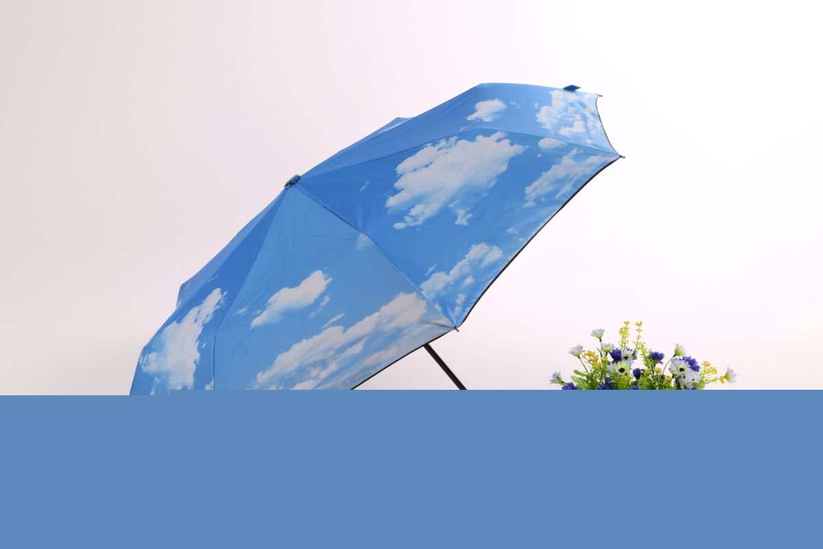 藍天白雲折疊三折傘 韓國創意超強防曬傘遮陽傘黑膠晴雨傘工廠,批發,進口,代購