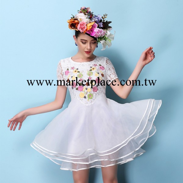 SILK WEI凱歐 2014新款歐美女裝 真絲蕾絲刺繡花朵連衣裙0421批發・進口・工廠・代買・代購