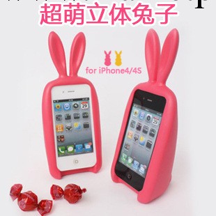 新款 韓國超萌 立體兔子潮 iPhone4s手機殼 矽膠防摔 蘋果4手機殼工廠,批發,進口,代購