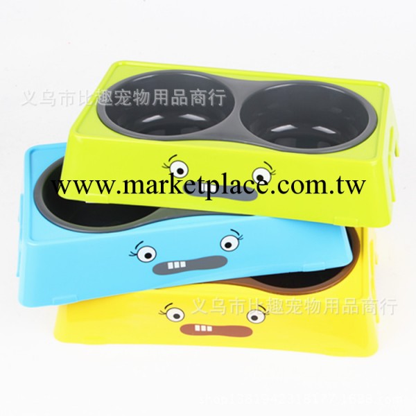 可愛 寵物用品 狗狗餐具防滑 卡通方形雙碗 可拆狗食具寵物碗工廠,批發,進口,代購