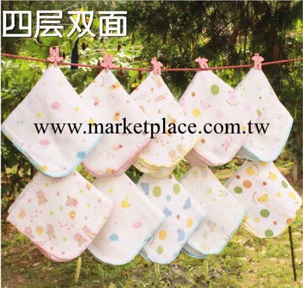 母嬰用品 西松屋紗佈口水巾手帕嬰兒純棉4層雙面印花紗佈 高密度工廠,批發,進口,代購