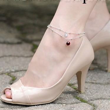 2014韓版新款熱銷性感時尚雙層帶珠腳鏈工廠,批發,進口,代購