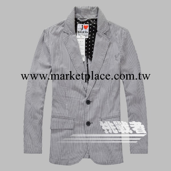 美特斯邦威男休閒豎條紋便西裝 男式單西 修身顯瘦西服 兩色3563工廠,批發,進口,代購