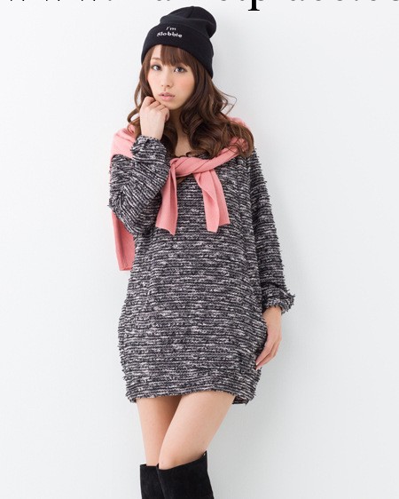 2014春季新款日本外貿原單INGNI官網同步寬松版口袋毛連衣裙工廠,批發,進口,代購