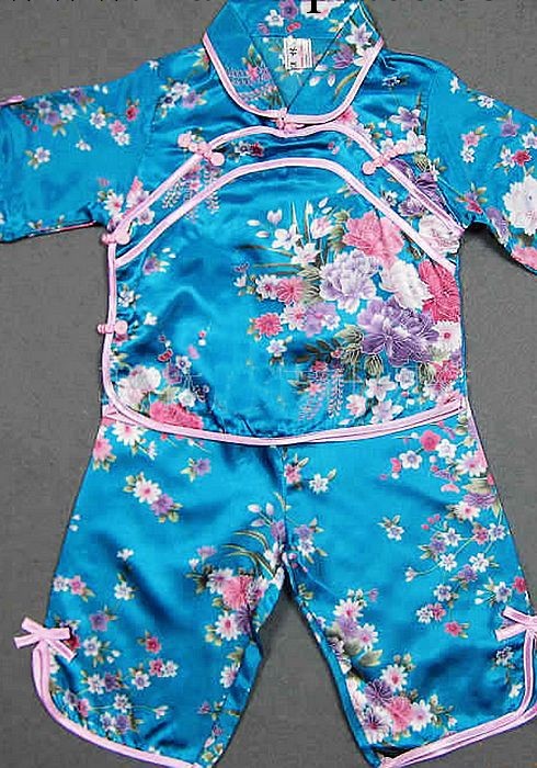小女孩格格衫套裝 民族服飾兒童唐裝 清涼夏日絲綢套裝工廠,批發,進口,代購