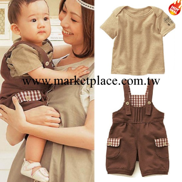 2014童裝 夏款 兒童套裝 童套裝 純棉韓版背帶幼兒褲套裝 嬰兒服工廠,批發,進口,代購