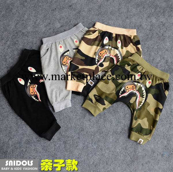 親子裝2014新款夏裝 BAPE MILO shark鯊魚四色純棉七分褲 開襠褲工廠,批發,進口,代購