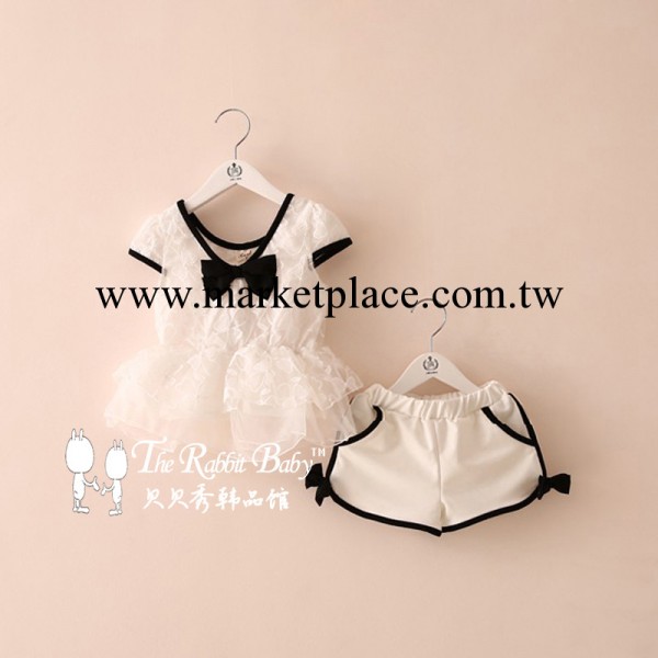 童裝2014夏裝新款 女童絕美~ 名媛~ 蕾絲裙衣加短褲 兒童套裝工廠,批發,進口,代購