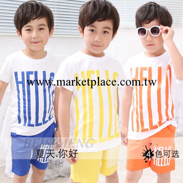 童T恤套裝 2014夏季新款男女童韓版童套裝 中小兒童hello純棉套裝工廠,批發,進口,代購