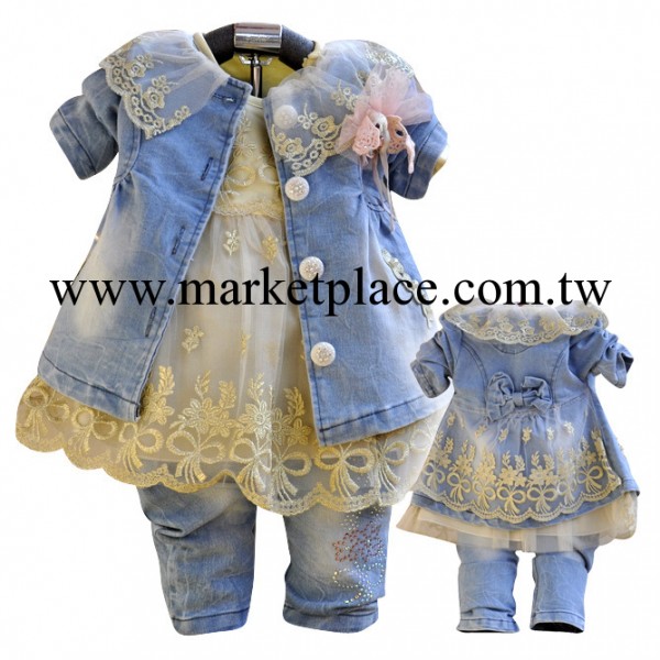 2014女童春秋裝新款牛仔三件套裝寶寶韓版外出服0-1-2-3歲6060工廠,批發,進口,代購