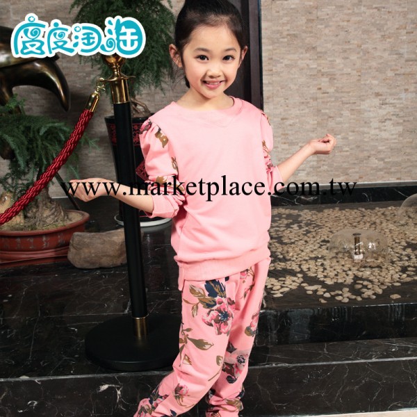 2014春款中大童套裝 新款休閒純色女童套裝 童裝批發工廠,批發,進口,代購