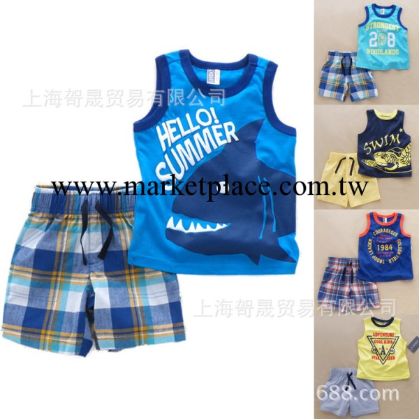 批發外貿原單 夏款男童裝  卡通無袖童套裝 寶寶兩件套  兒童套裝工廠,批發,進口,代購