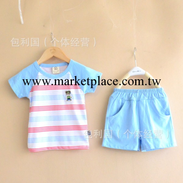 4月8 青島童裝 2014夏款 菲尼小熊 短袖短褲套裝 兒童套裝 2色工廠,批發,進口,代購