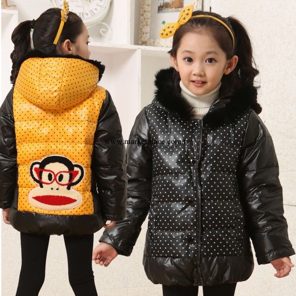 2013新款品牌兒童羽絨衣 羽淇貝貝中小童女款可愛大嘴巴猴羽絨衣批發・進口・工廠・代買・代購