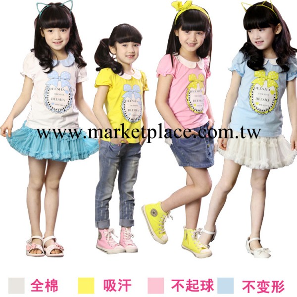 2014兒童夏裝新款品質貨源韓國品牌童裝女童復古印花短袖t恤爆款工廠,批發,進口,代購