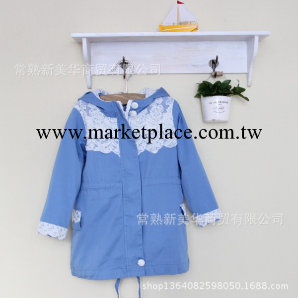 出出魚品牌童裝 春款韓版女童蕾絲純棉風衣工廠,批發,進口,代購