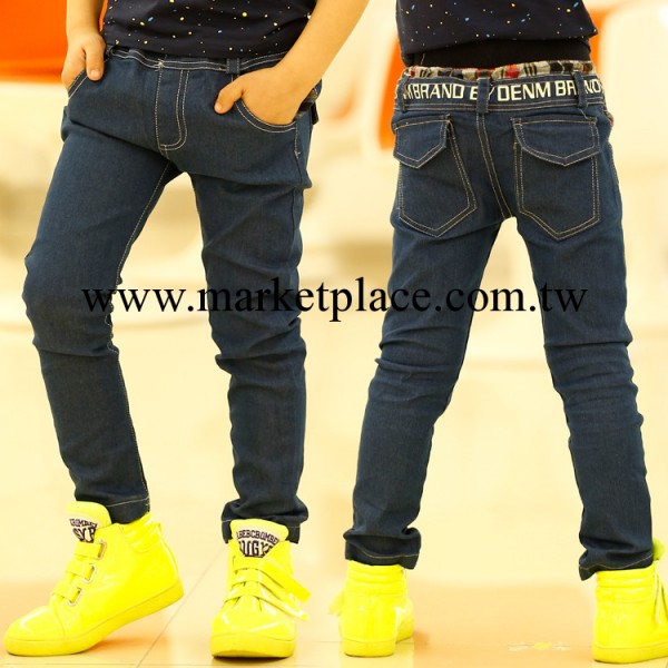 小熊楠楠  2014春款童裝韓版男童牛仔格子相拼兒童長褲子廠傢批發工廠,批發,進口,代購