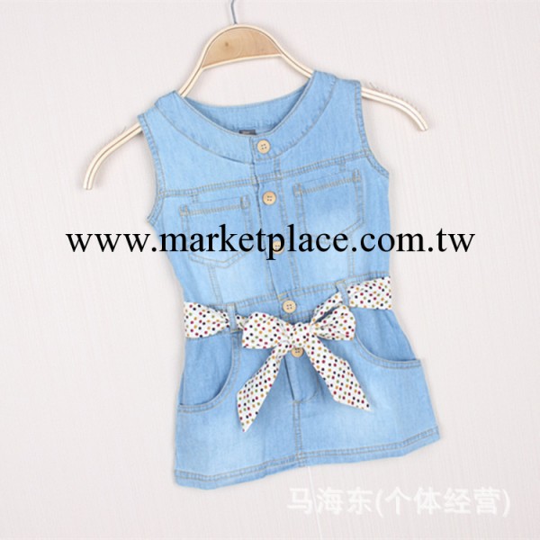 兒童牛仔連衣裙 外貿韓版 廠傢直銷 童裝童裙 女童中童 束腰工廠,批發,進口,代購