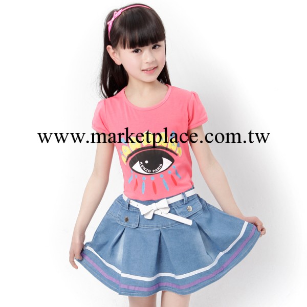 2014夏季童裝 短袖公主牛仔裙 拼接休閒連衣裙外貿童裝地攤批發工廠,批發,進口,代購