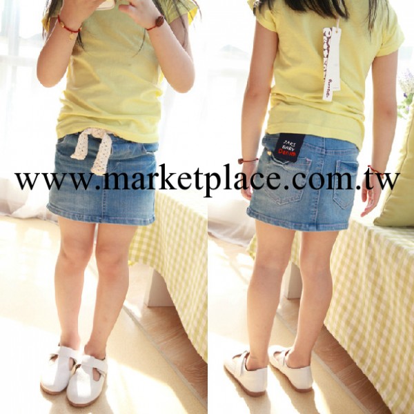 1542 女童牛仔短裙 牛仔裙 配腰帶 2014夏款外貿童裝批發工廠,批發,進口,代購