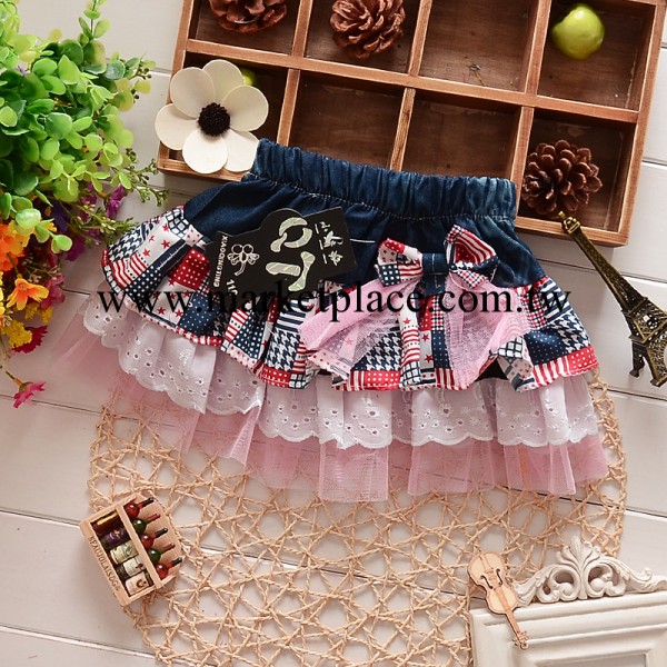 韓版牛仔童裙 特價小女童格子短裙 外貿品牌 夏季童裝批發工廠,批發,進口,代購