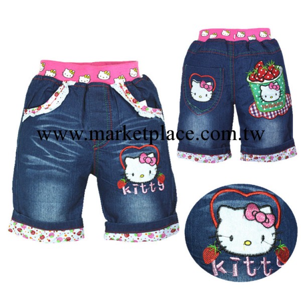 【2014夏季新款】兒童卡通牛仔褲中褲 外貿童裝五分褲 女童牛仔褲工廠,批發,進口,代購
