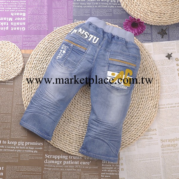 2014兒童牛仔中褲批發 松緊中童五分褲 水洗牛仔褲 童 夏裝新款工廠,批發,進口,代購