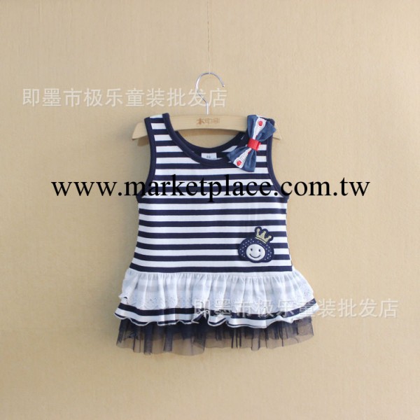 新款女童夏裝裙子 外貿純棉女童彩條吊帶連身裙 夏季吊帶裙工廠,批發,進口,代購