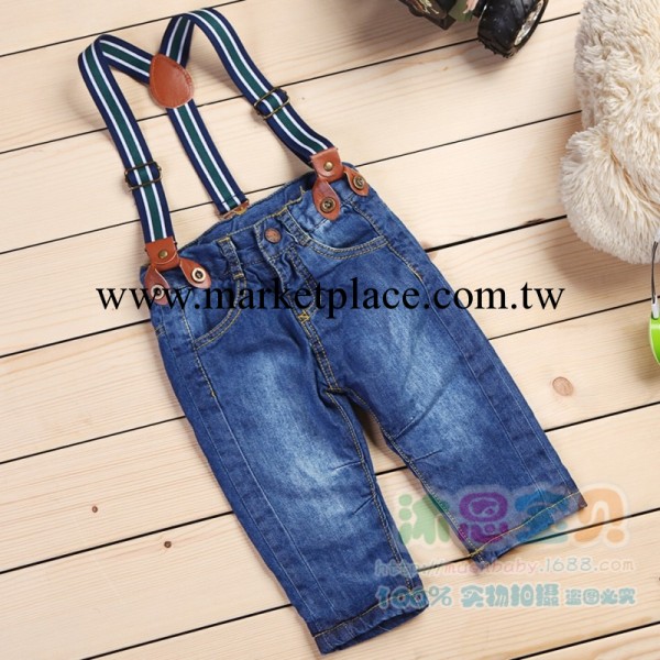 2014春秋新歐款吊帶牛仔褲男女童水洗棉磨白外貿原單品牌童裝批發工廠,批發,進口,代購