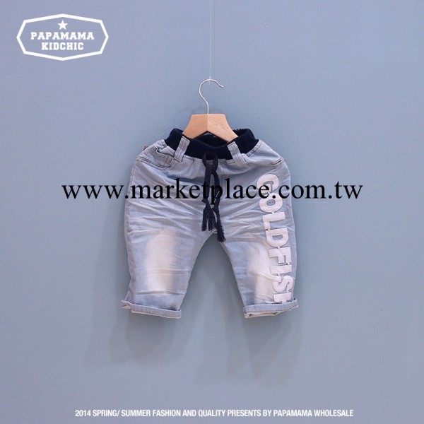 巴巴麻麻PAPAMAMA 夏 韓版精品童裝Gold*fih兒童牛仔小跨褲短褲工廠,批發,進口,代購