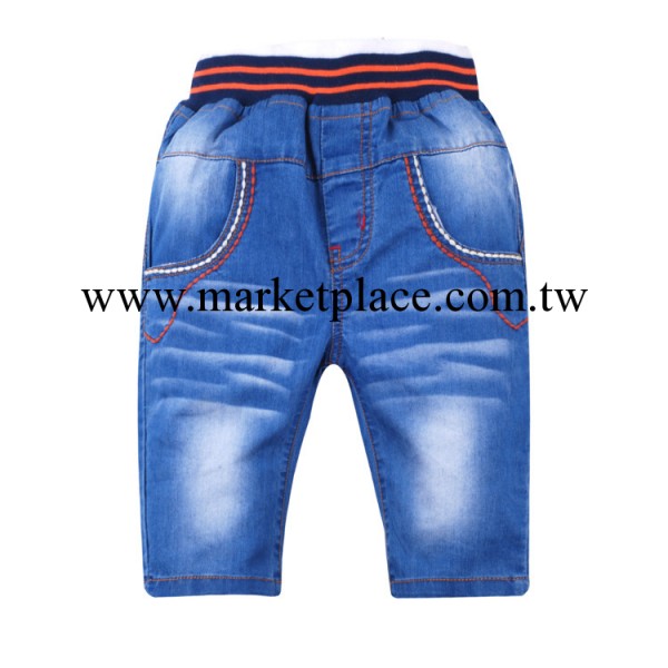 新款夏季原單外貿品牌童裝 男童兒童水洗柔軟牛仔七分褲 142007工廠,批發,進口,代購