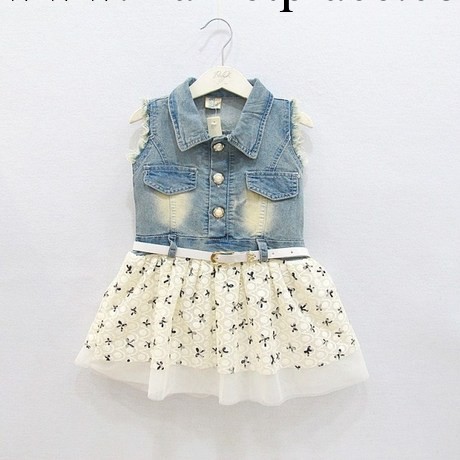 韓版童裝批發2014新款春夏裝女童牛仔無袖馬甲裙連衣裙子工廠,批發,進口,代購