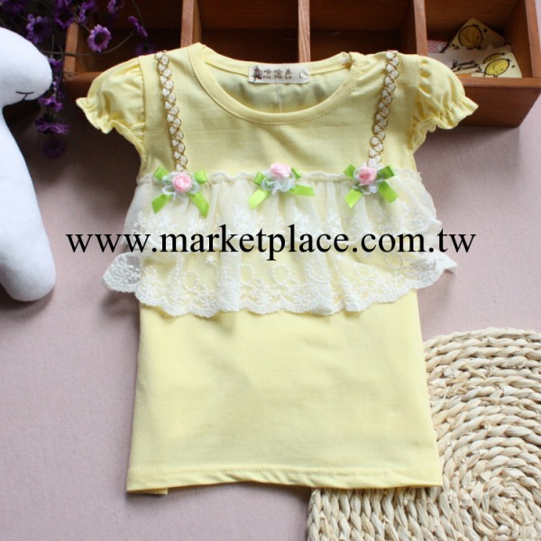 2014年童裝夏款女童t恤 吊帶蕾絲上衣  0-3歲小童批發・進口・工廠・代買・代購