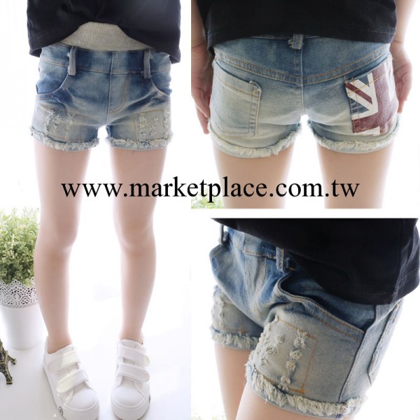 佳恩   2014夏 女童裝 國旗印花熱褲 兒童牛仔短褲工廠,批發,進口,代購