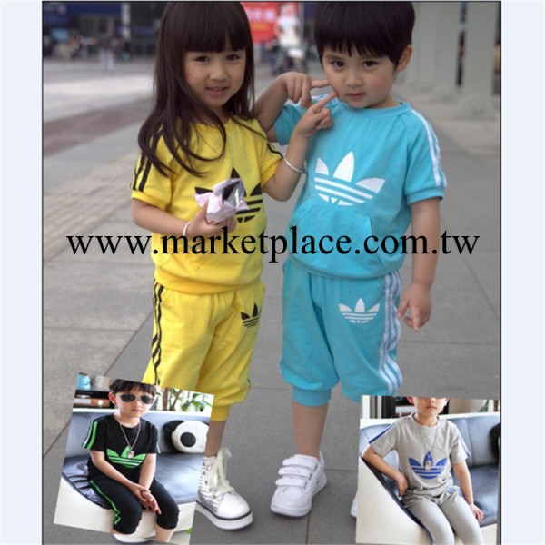 2014新款童裝 夏季短袖韓版印花兒童套裝 外貿童裝現貨銷售批發・進口・工廠・代買・代購