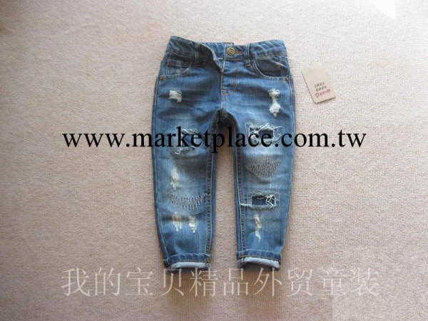 一件代發 外貿童裝 Z傢新款男童女童破洞牛仔褲長褲補丁褲童褲工廠,批發,進口,代購