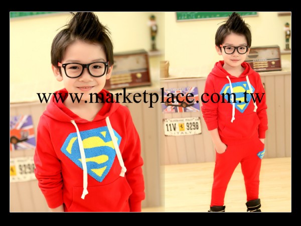 2014春裝韓版新款童裝春款超人寶寶男童女童兒童衛衣外套套裝批發批發・進口・工廠・代買・代購