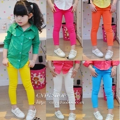 童裝批發 春秋款女童糖果色水洗牛仔彈力小腳褲 打底鉛筆工廠,批發,進口,代購