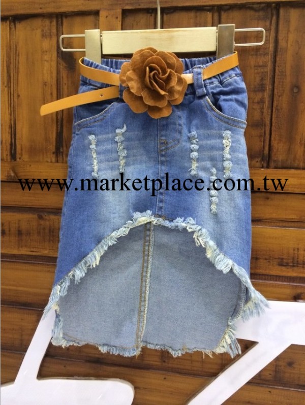 外貿童裝批發 2014夏季新款韓版女童裙前短後長牛仔半身裙YLT正品工廠,批發,進口,代購