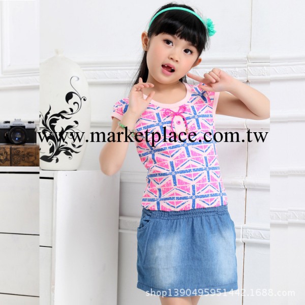 童裙 2014夏裝韓版童裝新款兒童公主淑女范牛仔女童夏季連衣裙工廠,批發,進口,代購