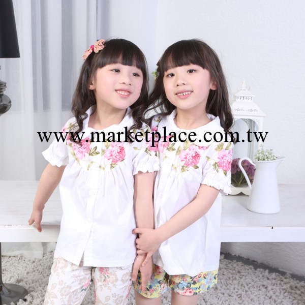 童裝女童2014夏季新款 兒童衣服娃娃領印花襯衫工廠,批發,進口,代購