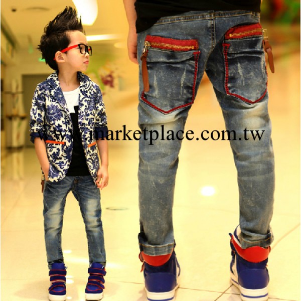 【拽拽兔】童褲 童裝男童春裝2014新款 兒童寶寶韓版牛仔褲長褲子工廠,批發,進口,代購