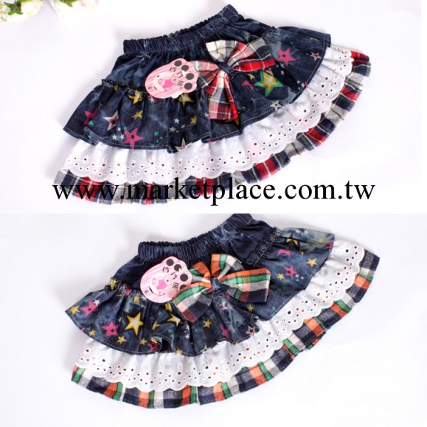 敦煌網貨源 鐺鐺熊童裝 外貿秋彩五星牛仔韓版小童裙 2113重0.6kg工廠,批發,進口,代購