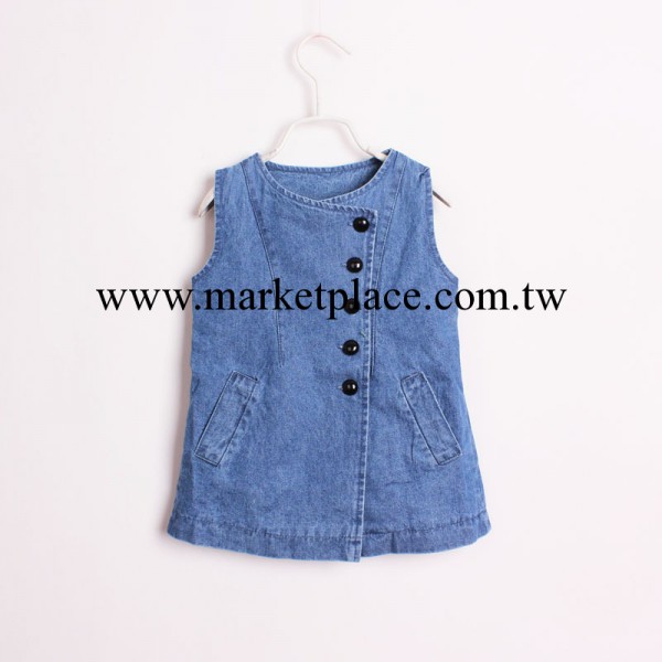 14年春夏款  女童時尚牛仔背心裙 外貿童裝批發工廠,批發,進口,代購