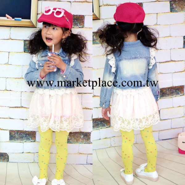 紅貝兒 女童翻領珍珠扣拼接蕾絲牛仔外套 童裝批發廠傢直批工廠,批發,進口,代購